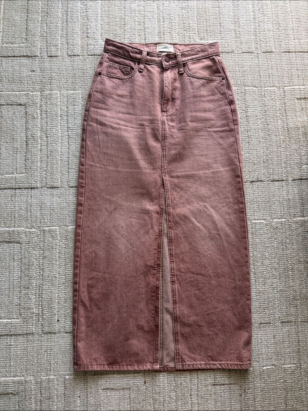 Universal Thread Mauve High-Rise Midi Denim Skirt with Front Slit
